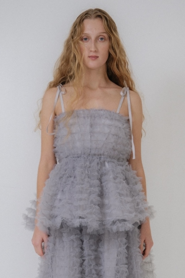 【HONEY MI HONEY】tulle frill camisole