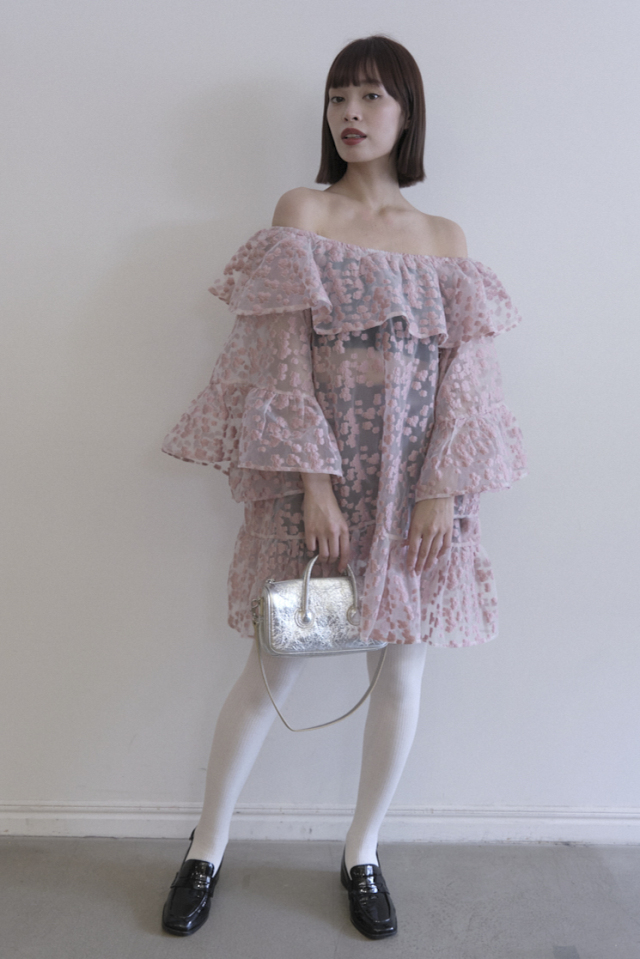 HONEY MI HONEY オーガンジーコートトップス ピンク volume tulle blouson