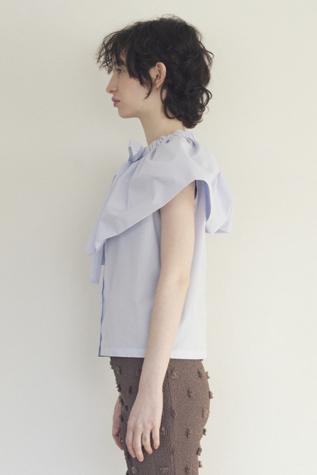 トップス HONEY MI HONEY balloon short blouse balloon collar ribbon blouse