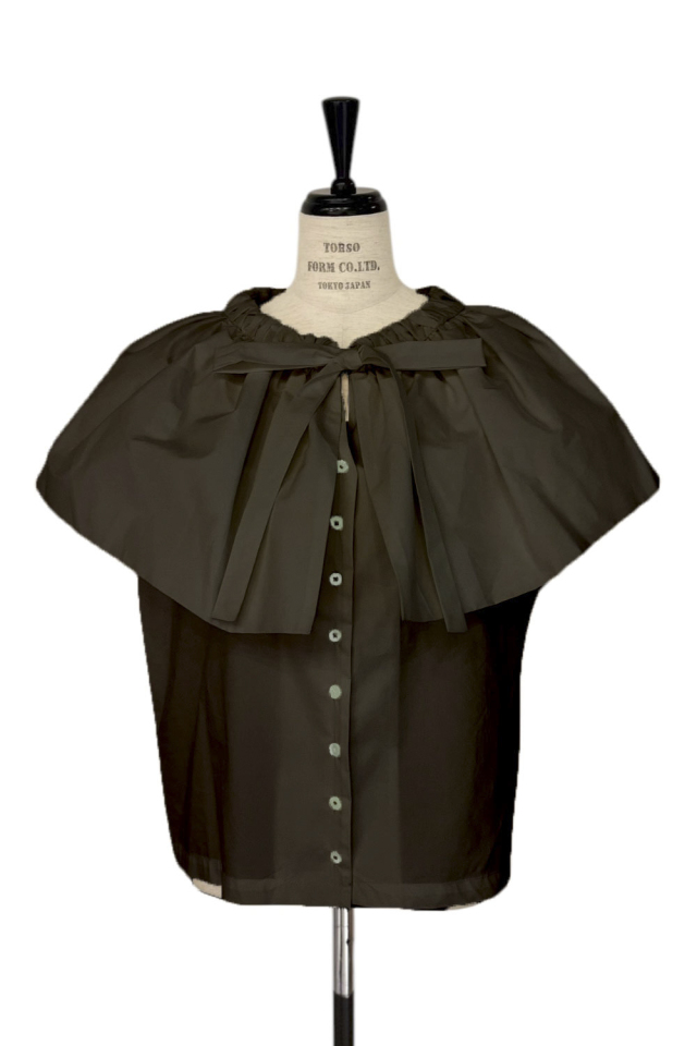 balloon collar ribbon blouse