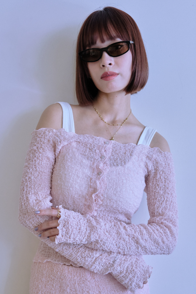 トップス HONEY MI HONEY sheer swell boat cardigan HONEY MI HONEY｜sheer swell boat cardigan｜ふんわりシアーのボート