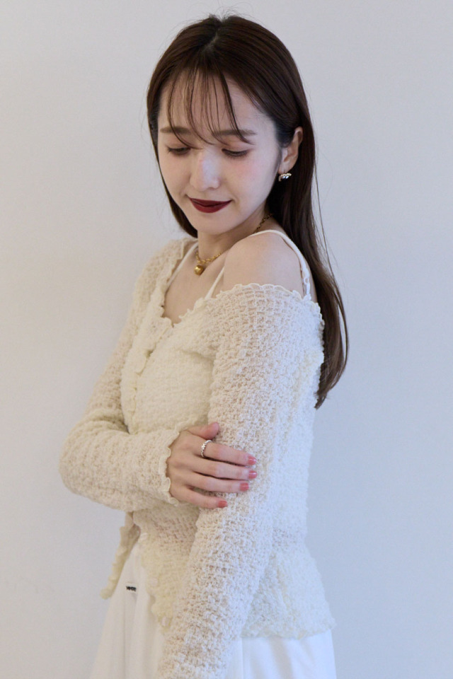 HONEY MI HONEY｜sheer swell boat cardigan｜ふんわりシアーの