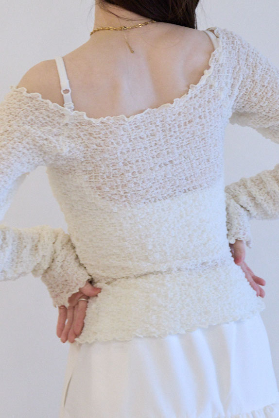 HONEY MI HONEY｜sheer swell boat cardigan｜ふんわりシアーの