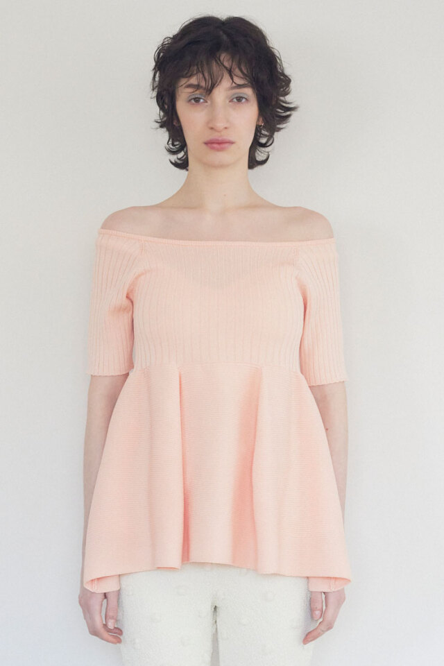 【HONEY MI HONEY】boat neck rib knit tunic