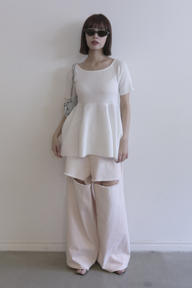 boat neck rib knit tunic