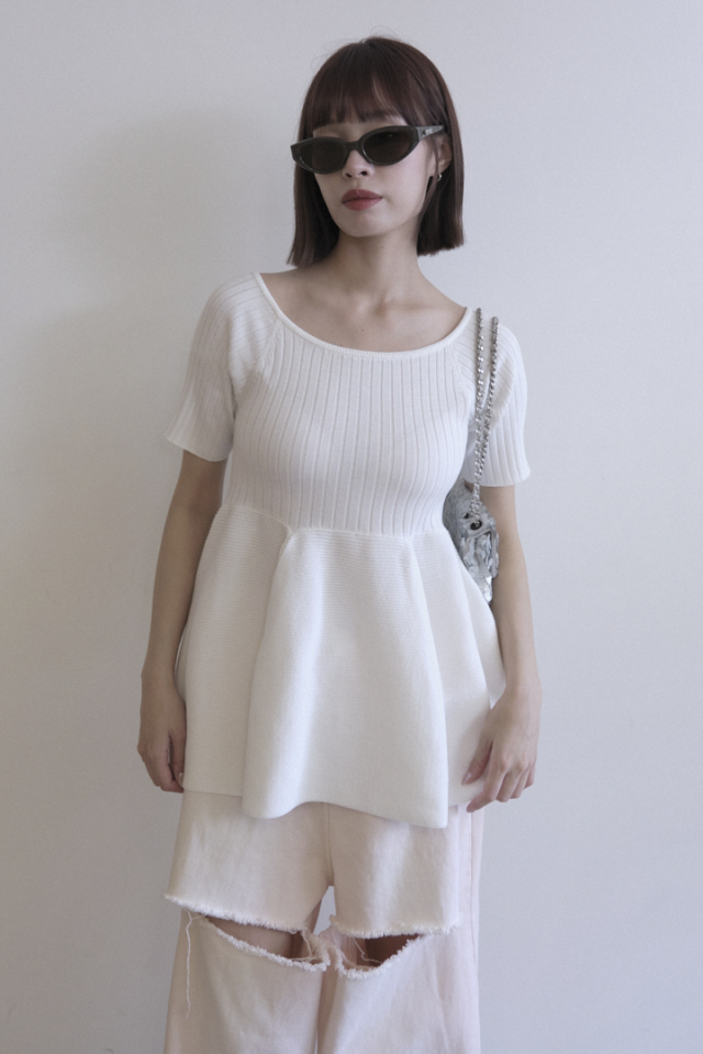 【未使用】HONEY MI HONEY boatneckribknittunic boat neck rib knit tunic