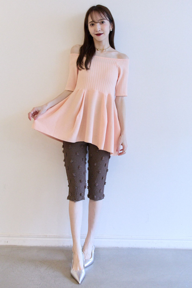 【未使用】HONEY MI HONEY boatneckribknittunic boat neck rib knit tunic