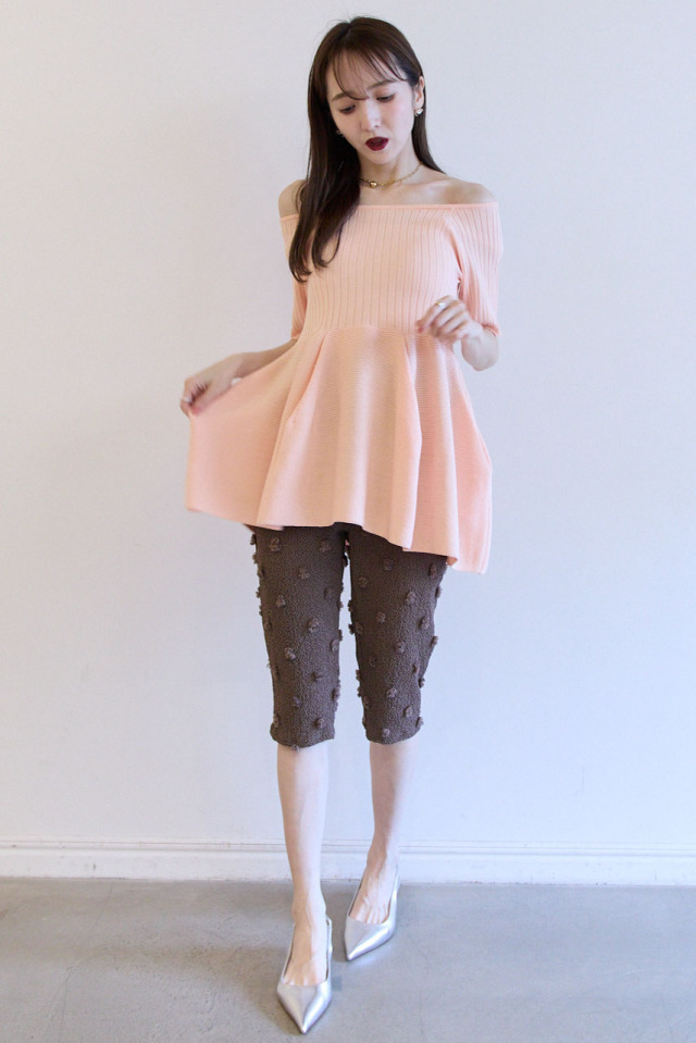 トップス HONEY MI HONEY boat neck rib knit tunic HONEY MI HONEY｜boat neck rib knit tunic｜上品ボートネックの