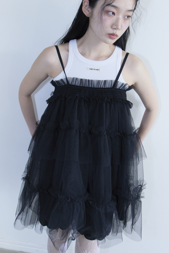 【HONEY MI HONEY】tulle tiered tunic camisole