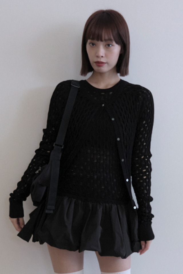 【HONEY MI HONEY】taffeta balloon cardigan