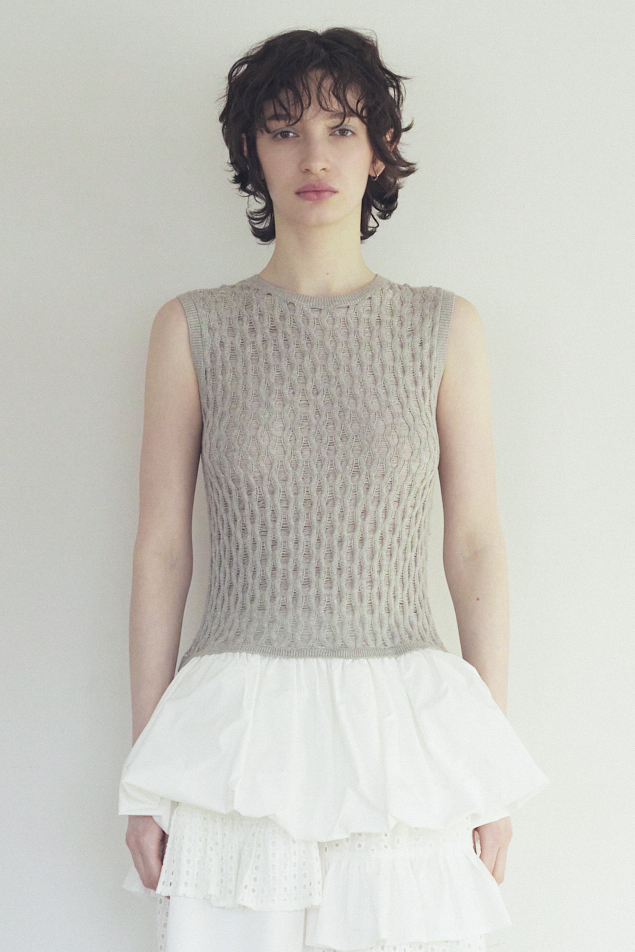 【HONEY MI HONEY】taffeta balloon knit tunic