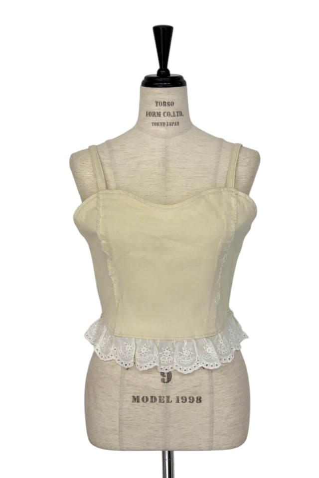 cotton frill denim bustier