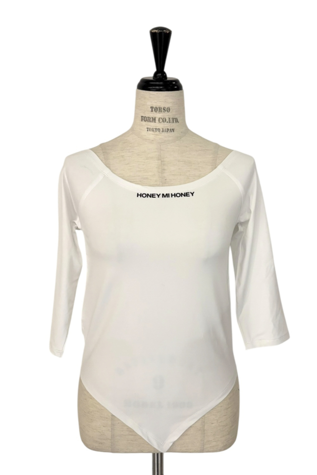 トップス HONEY MI HONEY sheer swell boat cardigan jersey logo boat neck tops