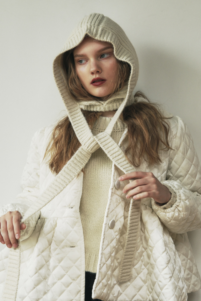 【HONEY MI HONEY】knit bow tie balaclava