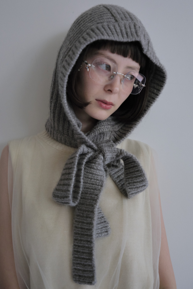 HONEY MI HONEY｜リボン付きニットバラクラバ｜大人可愛い冬小物