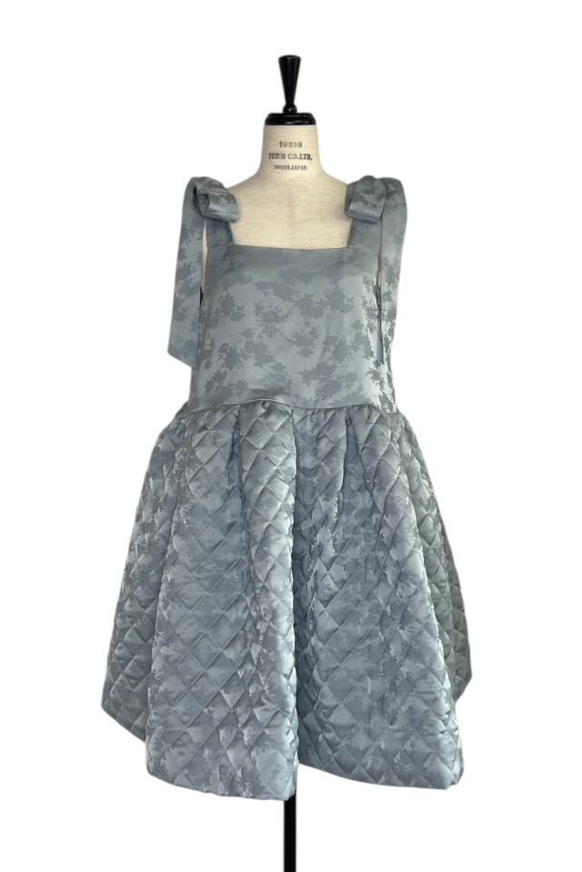 quilting rose satin tiered ミニワンピ　ブラック HONEY MI HONEY｜ローズサテンティアードミニワンピース｜リボン