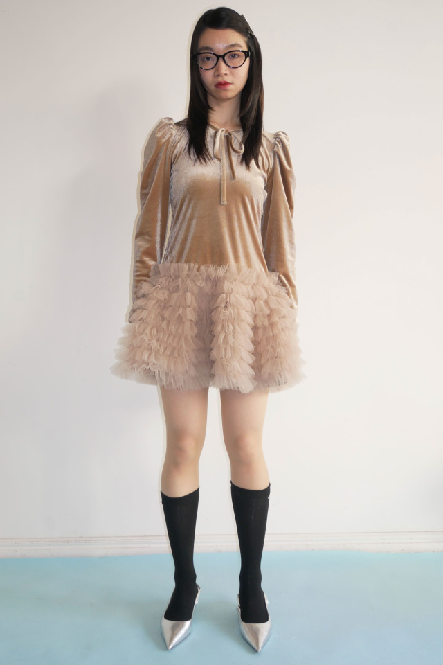 HONEY MI HONEY ハニーミーハニー｜ベロア×チュール ミニワンピース