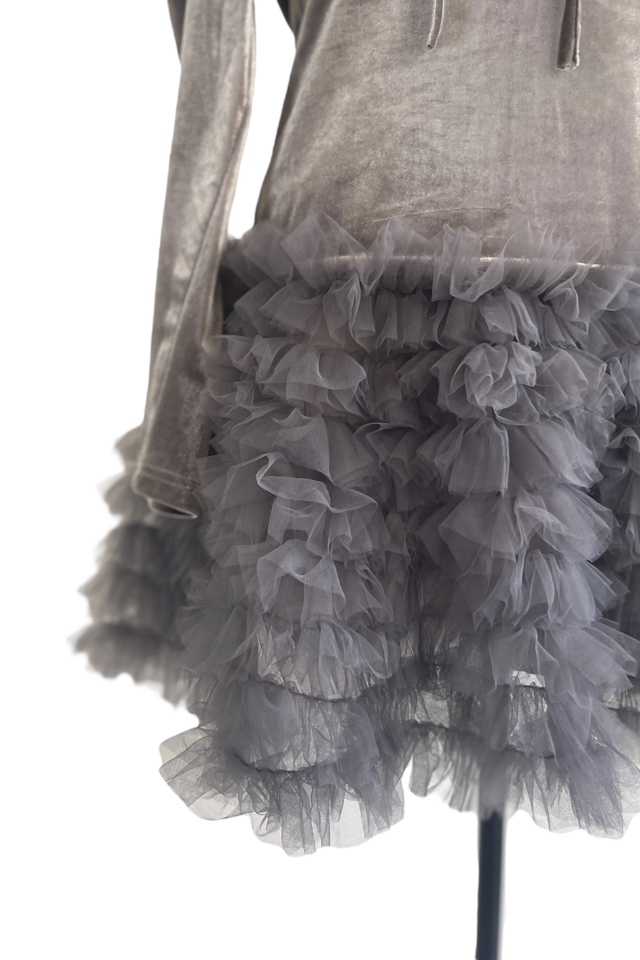 HONEY MI HONEY ハニーミーハニー｜ベロア×チュール ミニワンピース