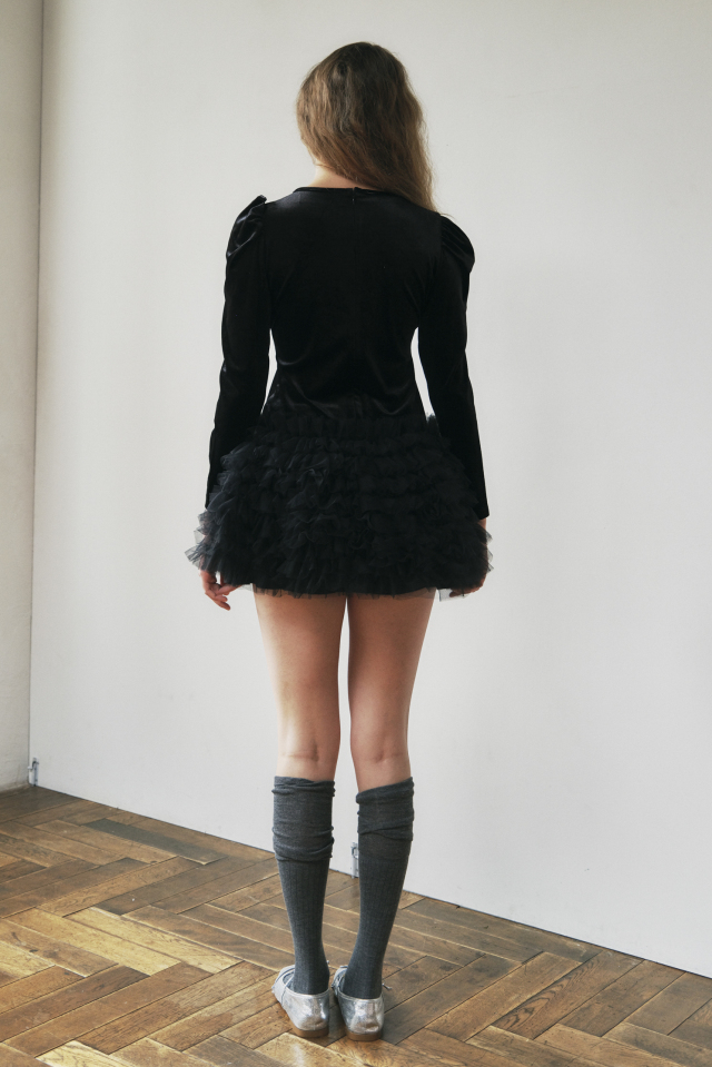 HONEY MI HONEY ハニーミーハニー｜ベロア×チュール ミニ