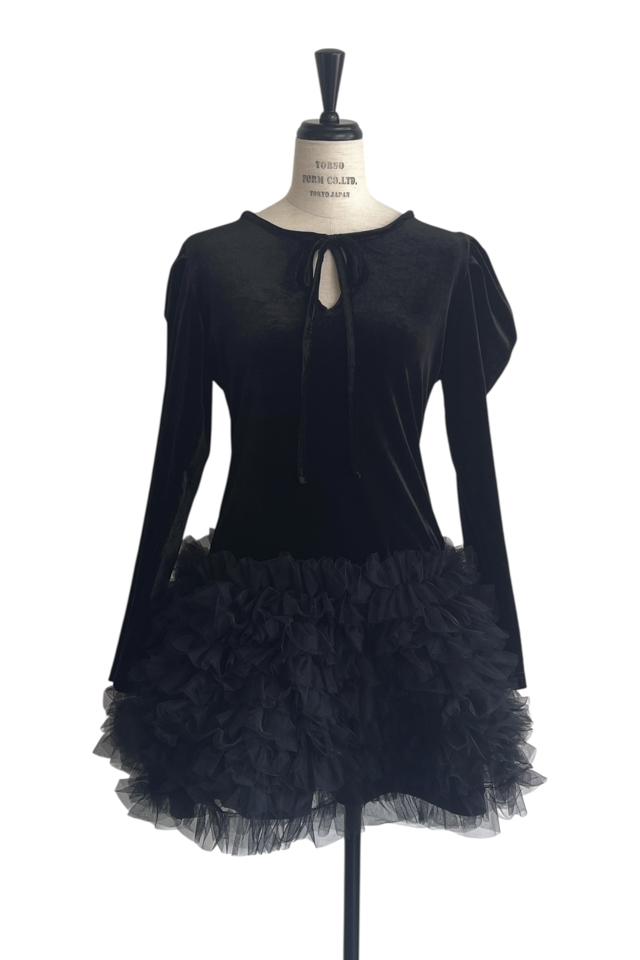 ワンピース HONEY MI HONEY velour mini one-piece HONEY MI HONEY ハニーミーハニー｜ベロア×チュール ミニ