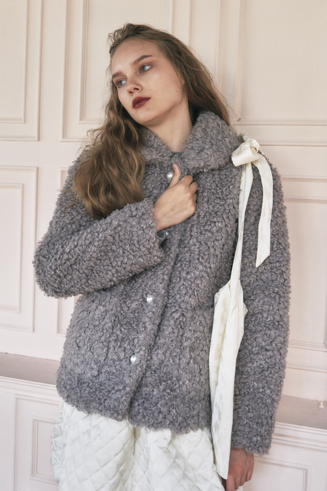 HONEY MI HONEY｜パールボタン付きボアジャケット｜大人可愛い冬アウター