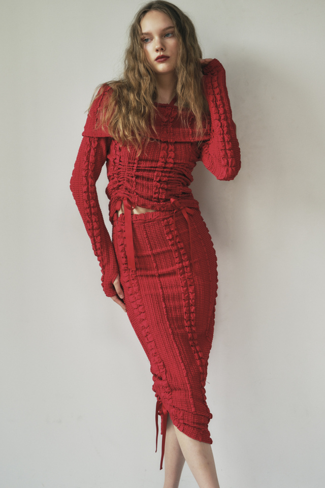 【HONEY MI HONEY】drawstring ribbon tight skirt