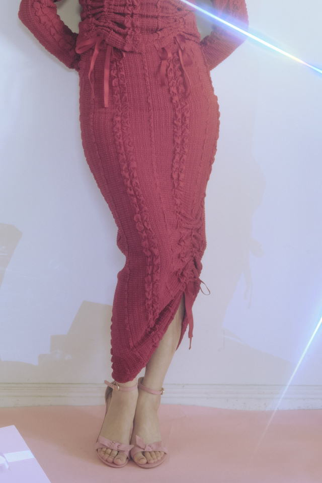 【HONEY MI HONEY】drawstring ribbon tight skirt