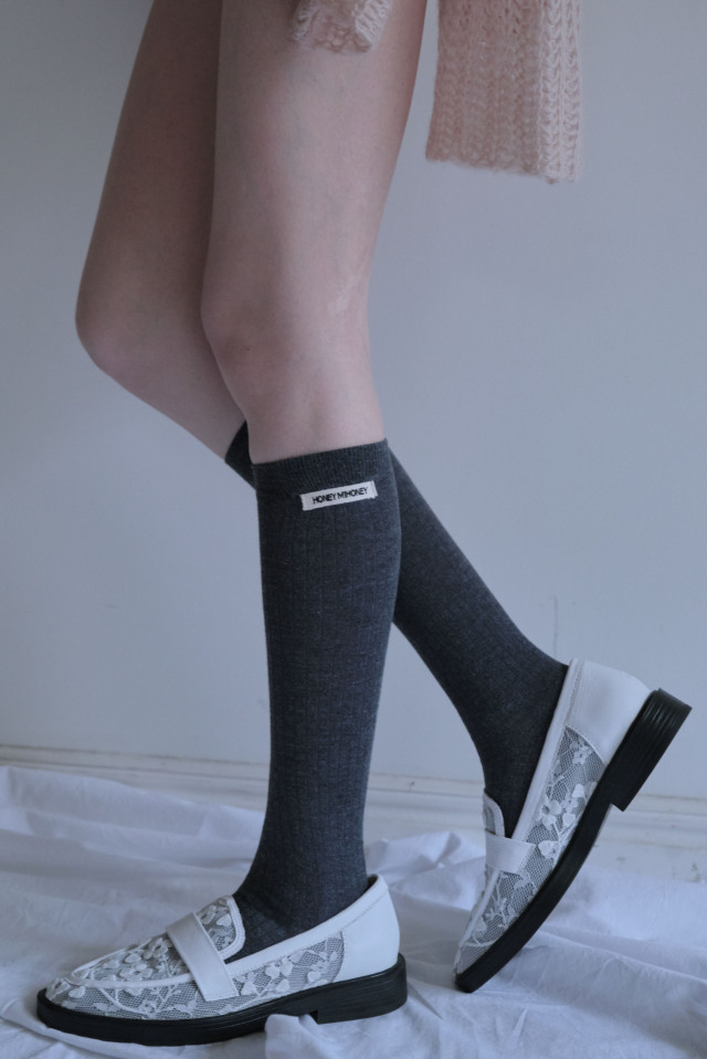【HONEY MI HONEY】HONEYlogo rib socks