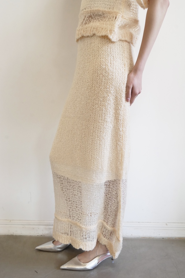 【HONEY MI HONEY】poodle crochet knit skirt