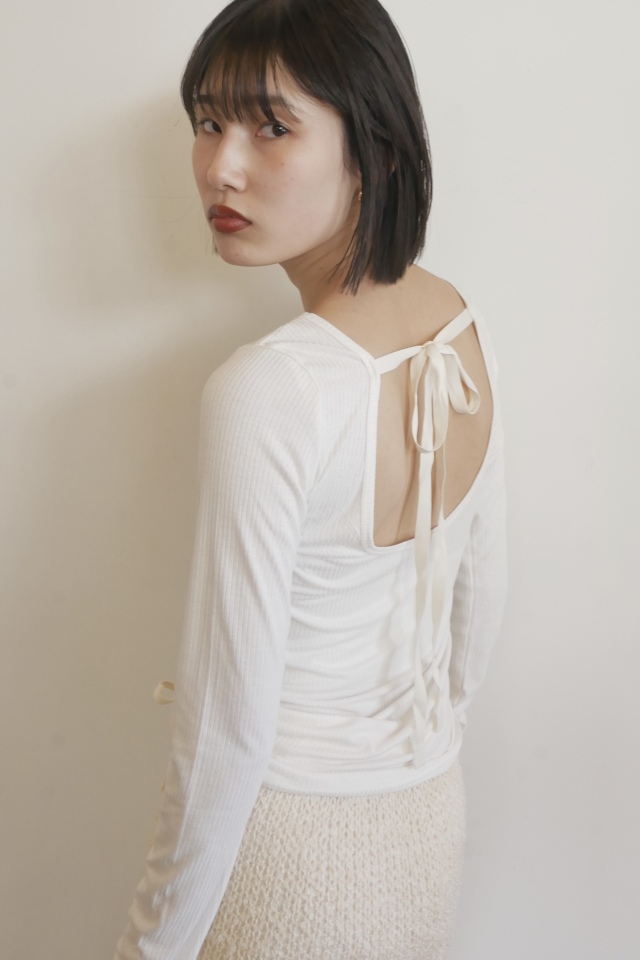 【HONEY MI HONEY】drawstring rib cutsew