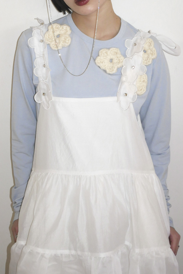 HONEY MI HONEY｜flower long t-shirt｜フラワーニットフラワーロングT