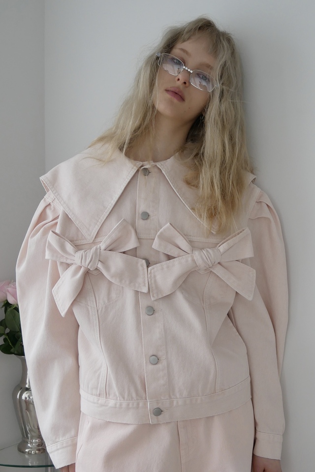 【HONEY MI HONEY】ribbon sailor collar denim jacket