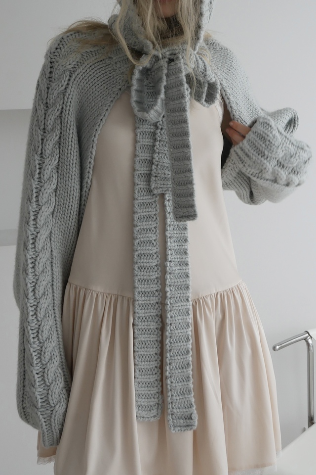 【HONEY MI HONEY】cable knit ribbon bolero