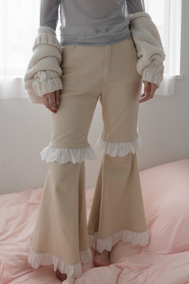 【HONEY MI HONEY】two-way denim flare pants