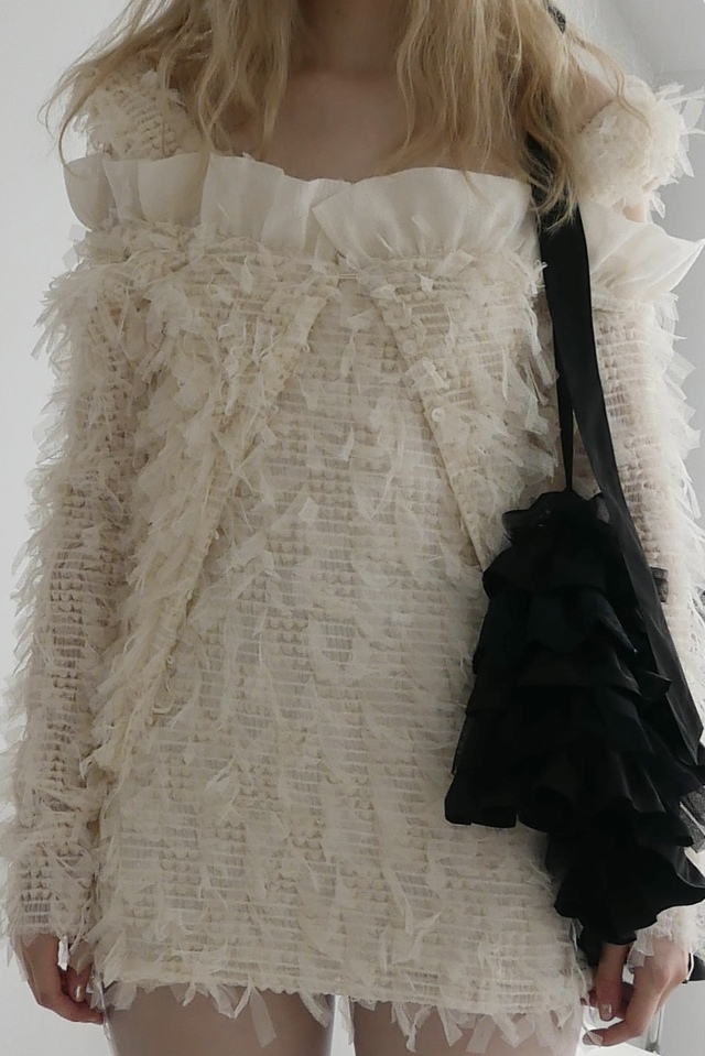 【HONEY MI HONEY】fringe off shoulder cardigan