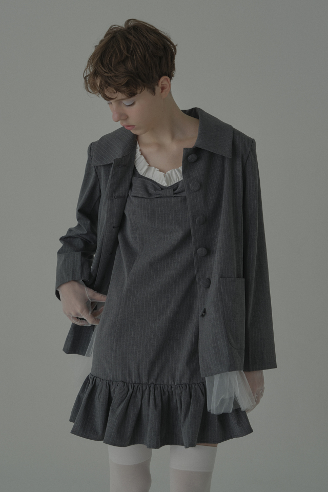 HONEY MI HONEY｜pinstripe ribbon mini one-piece｜レディース ワンピース