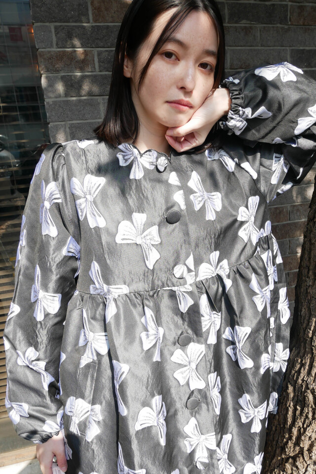 【HONEY MI HONEY】ribbon jacquard tunic jacket