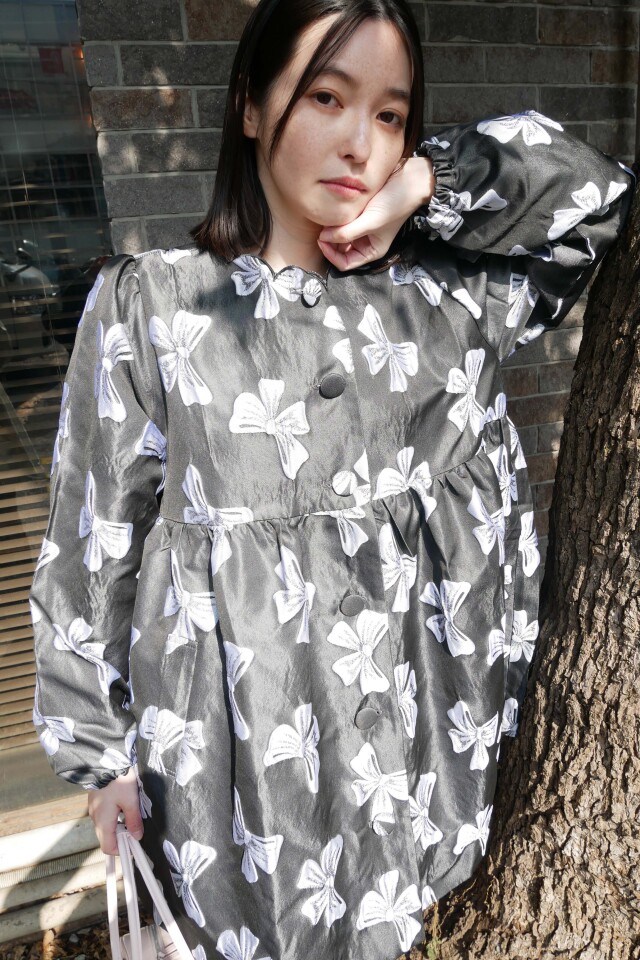 【HONEY MI HONEY】ribbon jacquard tunic jacket