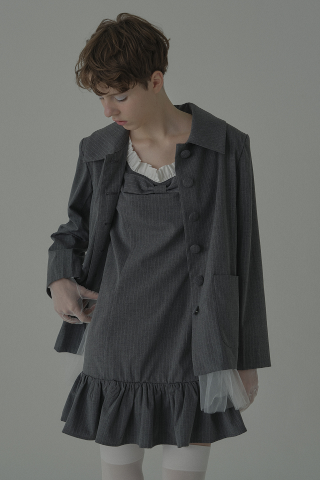 HONEY MI HONEY｜pinstripe tulle docking jacket｜レディース ジャケット