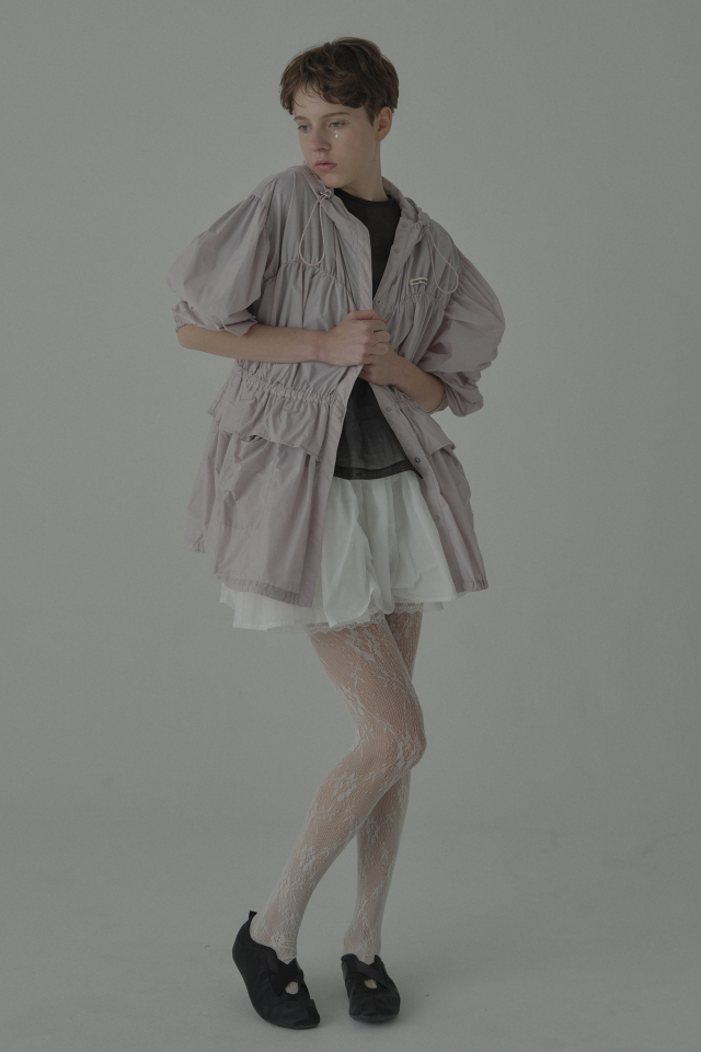 【HONEY MI HONEY】taffeta frill peplum blouson