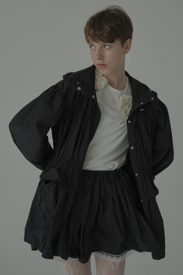 【HONEY MI HONEY】taffeta frill peplum blouson