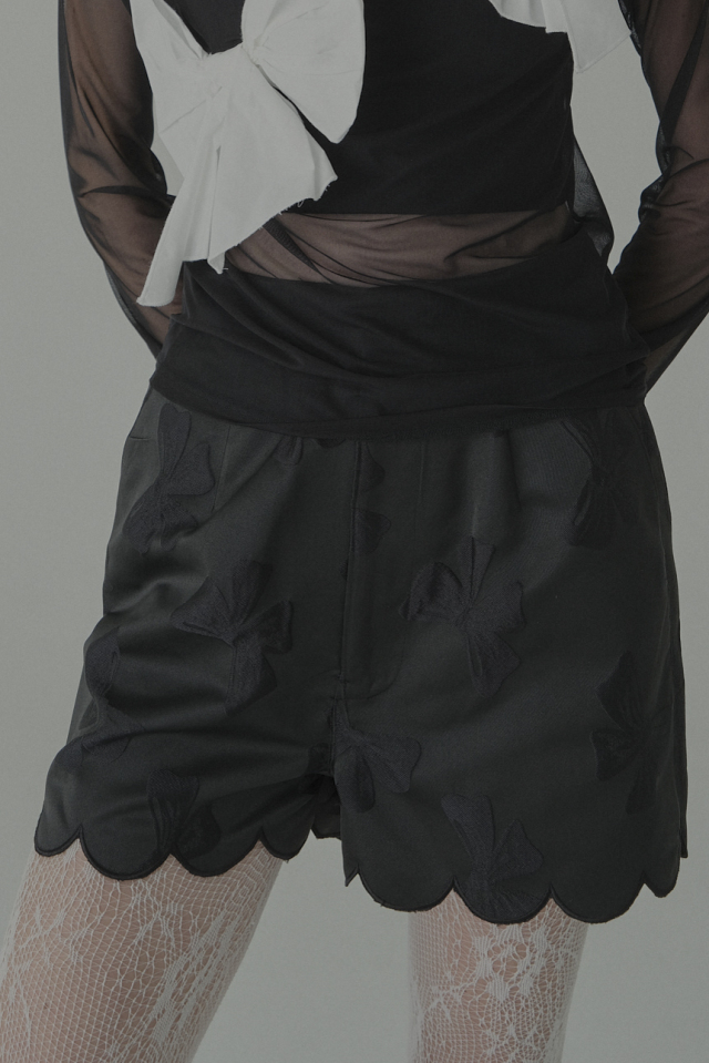 【HONEY MI HONEY】ribbon jacquard short pants