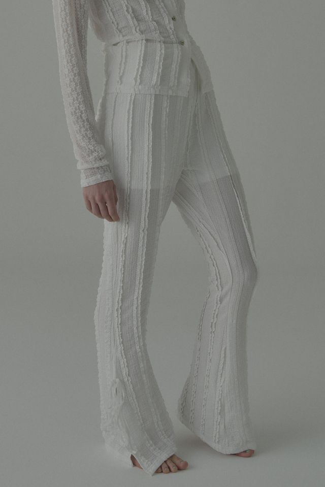 【HONEY MI HONEY】frill lace stretch flare pants