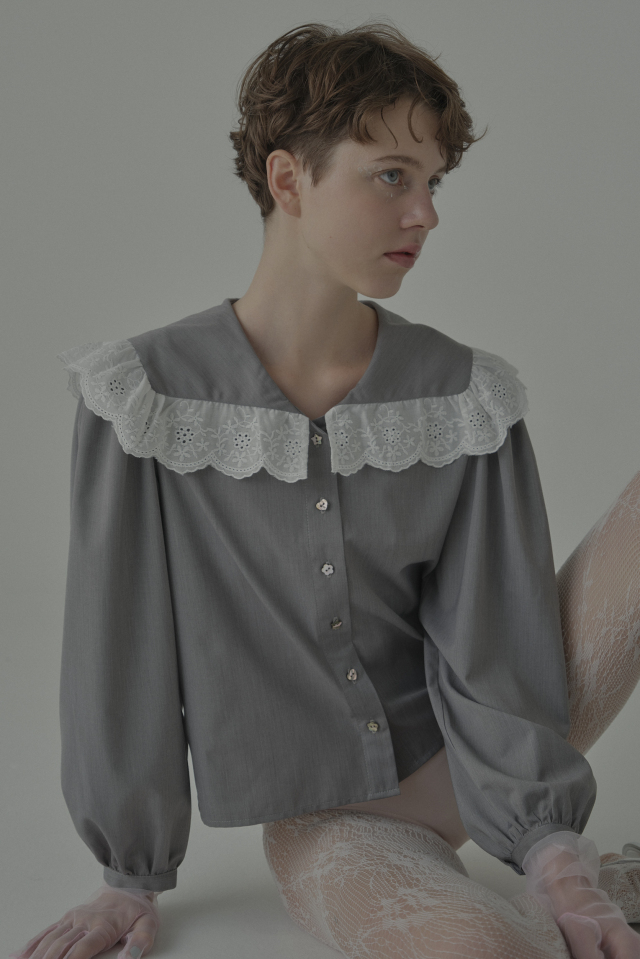 【HONEY MI HONEY】lace frill sailor collar blouse