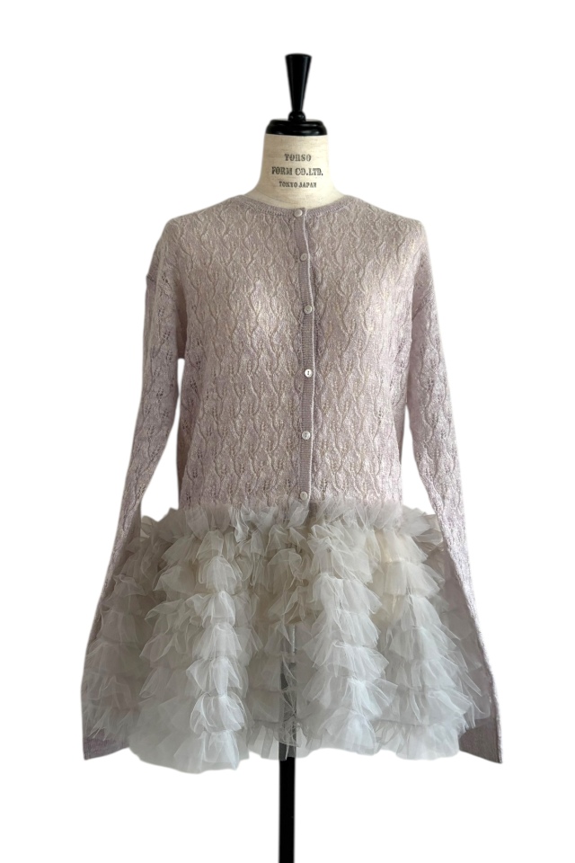 HONEY MI HONEY｜sheer mohair tulle peplum cardigan｜シアーモヘア