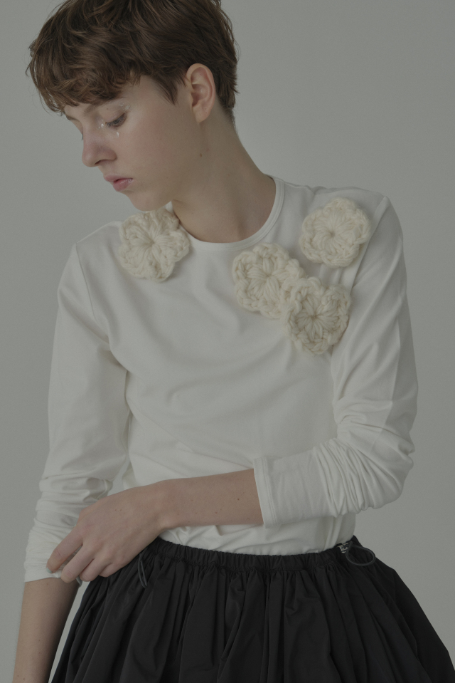 【HONEY MI HONEY】flower long t-shirt