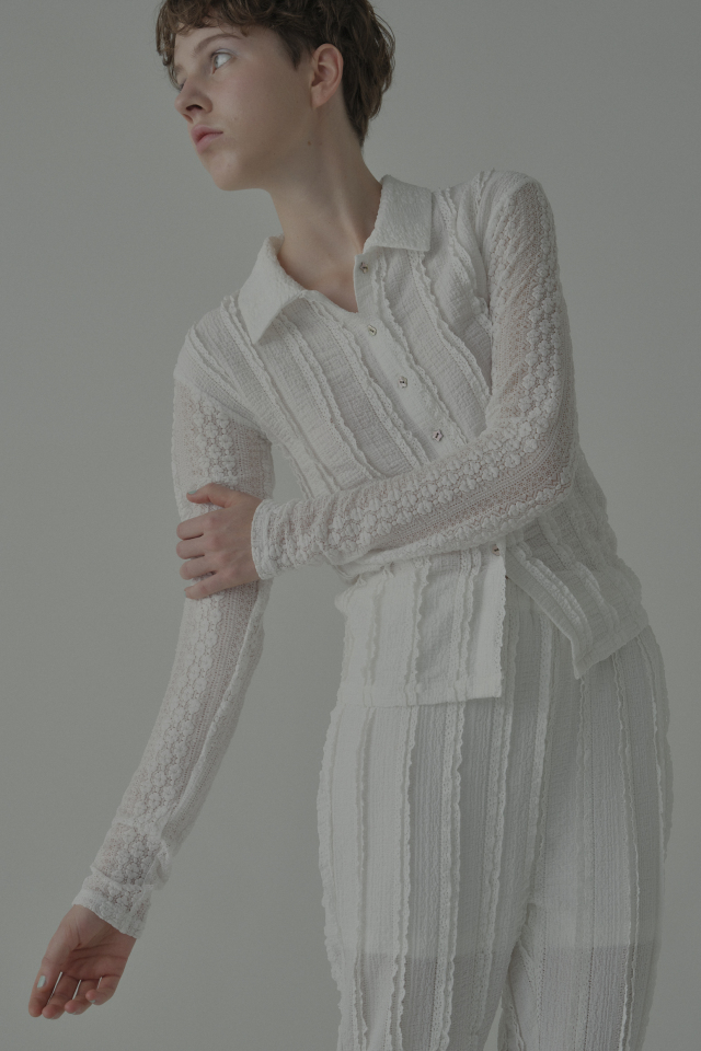 【HONEY MI HONEY】frill lace stretch blouse