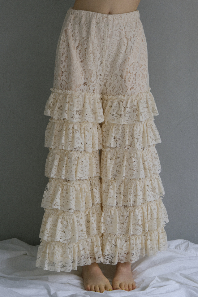 【HONEY MI HONEY】lace tiered wide pants