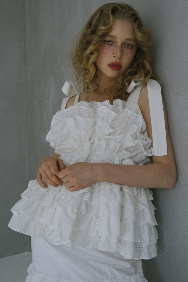 【HONEY MI HONEY】cotton lace tiered camisole