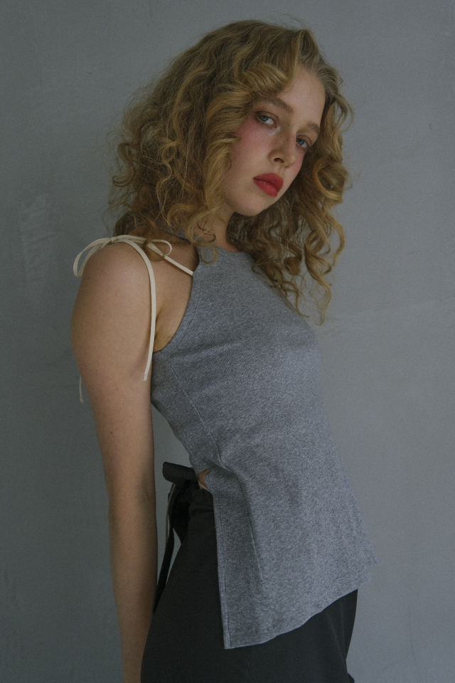 【HONEY MI HONEY】rib ribbon halter tops